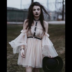 Cream Ruffle Off Shoulder Selkie Lolita Dress